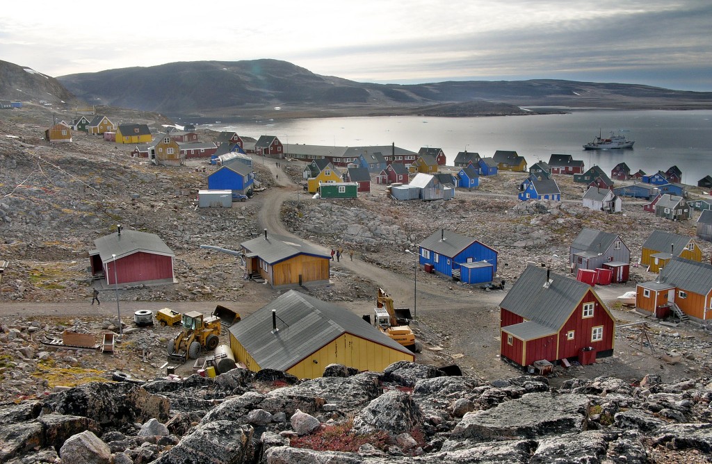 Figure 1. Ittoqqortoormiit, Greenland. Prefab stadium has been folded up and stored during off-season.
