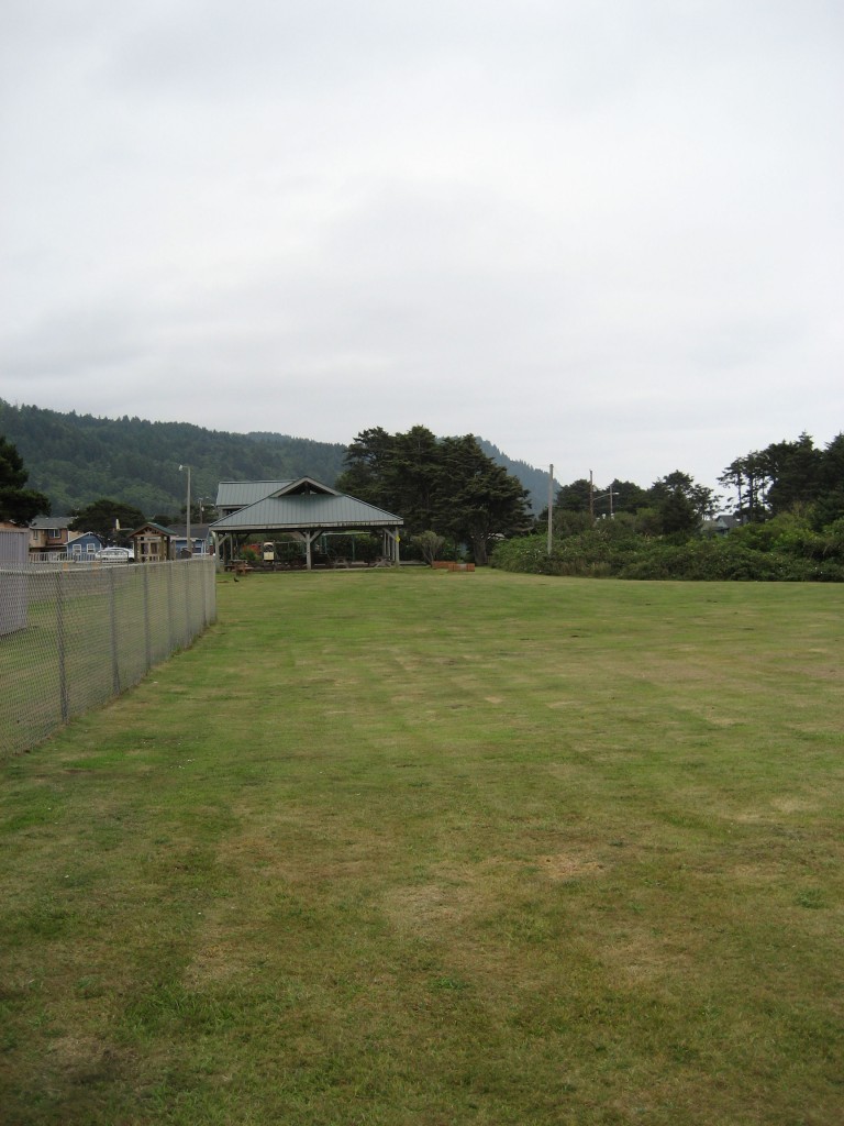 Figure 1. Picnic shelter as seen from home plate if we had one.